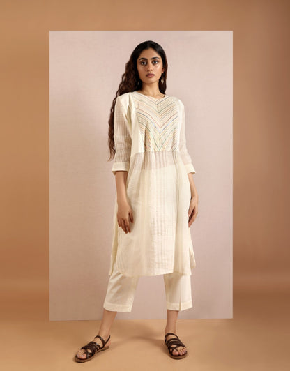 Ecru Sheer Kurta Set