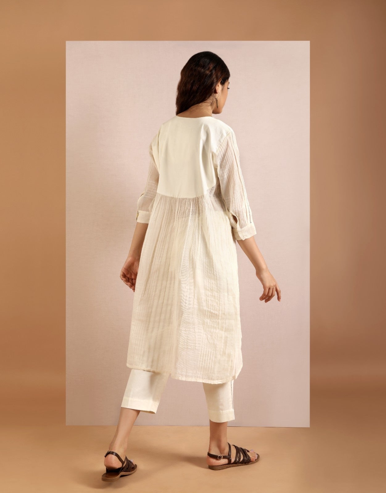 Ecru Sheer Kurta Set