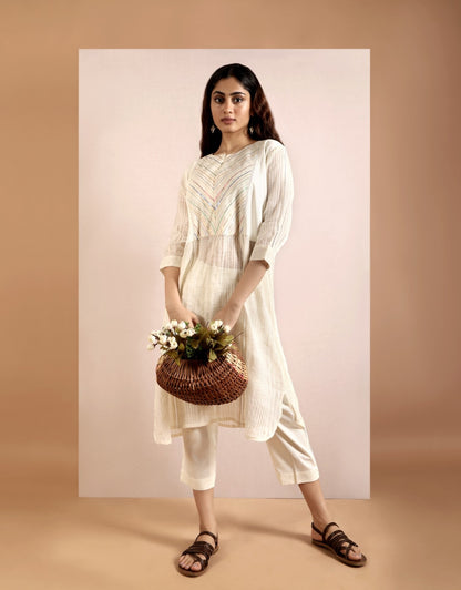 Ecru Sheer Kurta Set