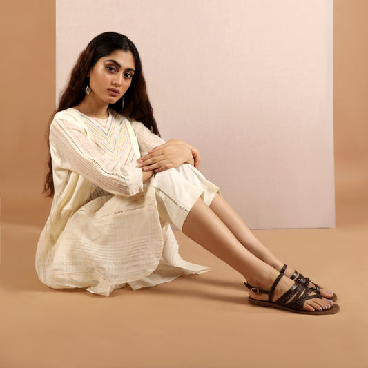 Ecru Sheer Kurta Set